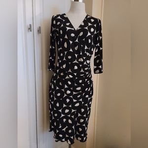 Joseph Ribkoff Faux Wrap Dress Black and White Size 8
